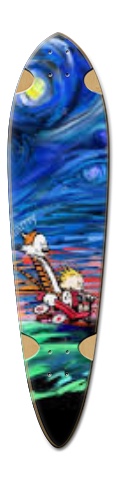 Starry Night Calvin And Hobbes Skateboards, Longboards and Grip Tape Image